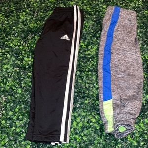 Bundle deal.Adidas black&white sweatpants.Gray sweatpants with blue&green strip.